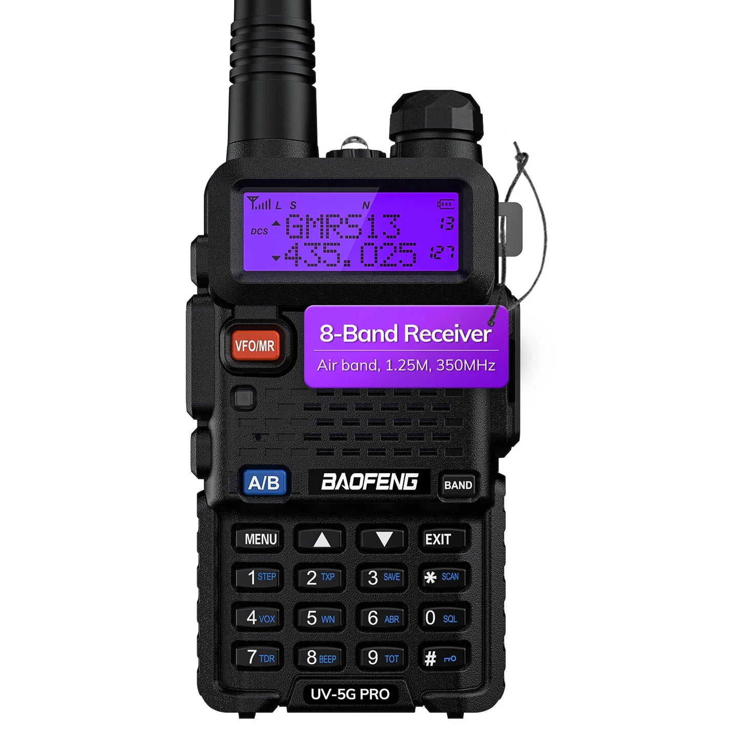 Baofeng UV-5R Two Way Radio Dual Band 144-148/420-450Mhz Walkie Talkie 1800mAh Li-ion Battery(Black)