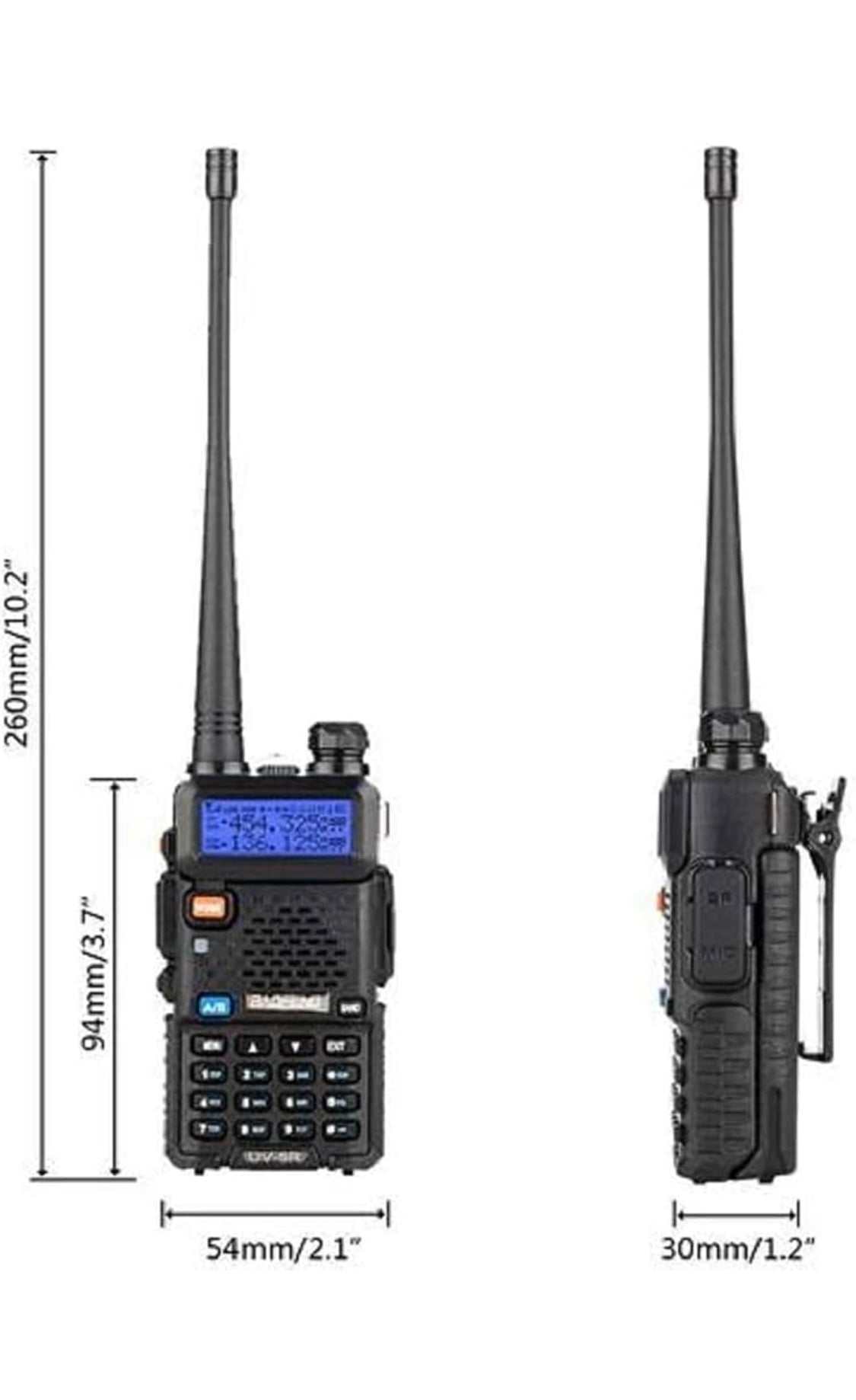 Baofeng UV-5R Two Way Radio Dual Band 144-148/420-450Mhz Walkie Talkie 1800mAh Li-ion Battery(Black)