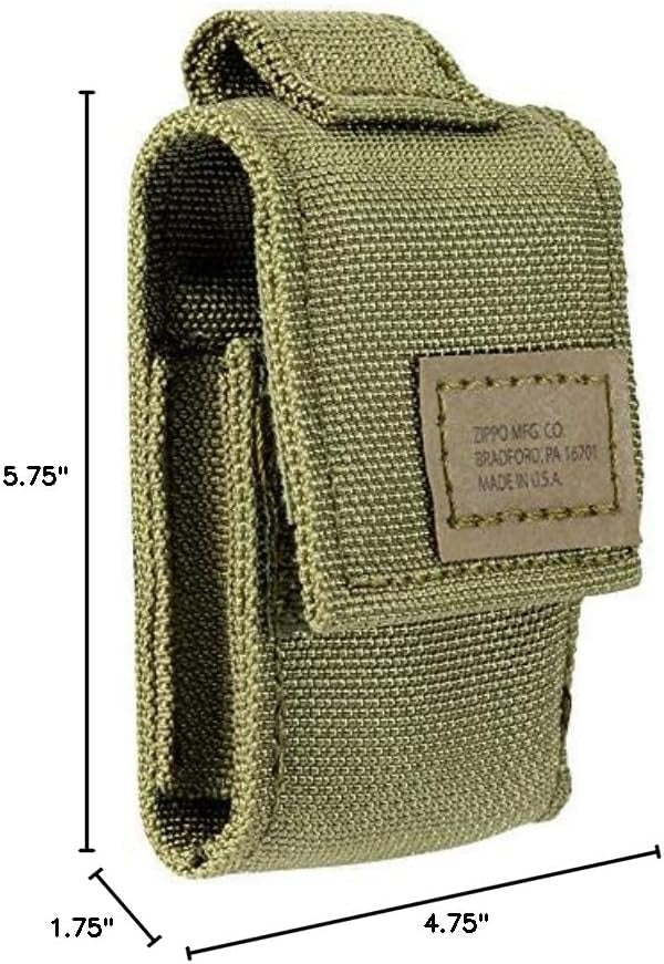 Zippo OD Green Tactical Pouch and Black Crackle Windproof Lighter